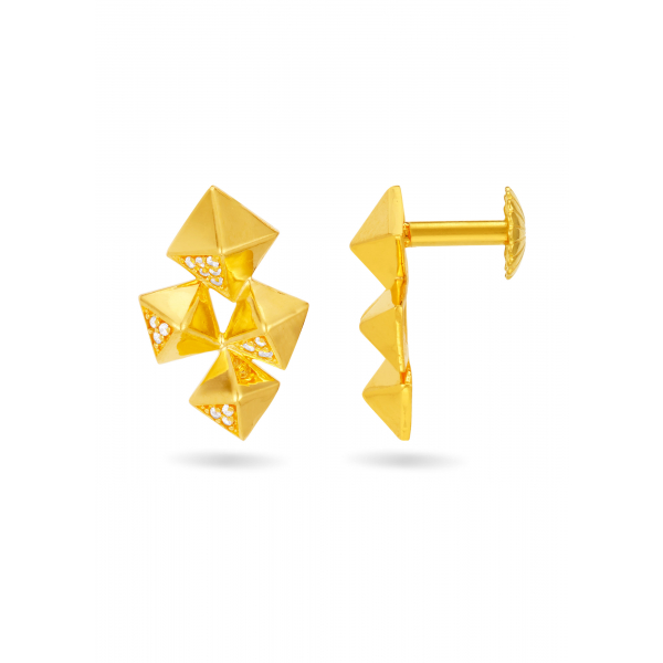Geometric Pyramid 22K Gold Neckwear Set