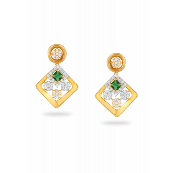 Green and Zircon Embossed Floral Neckwear Set