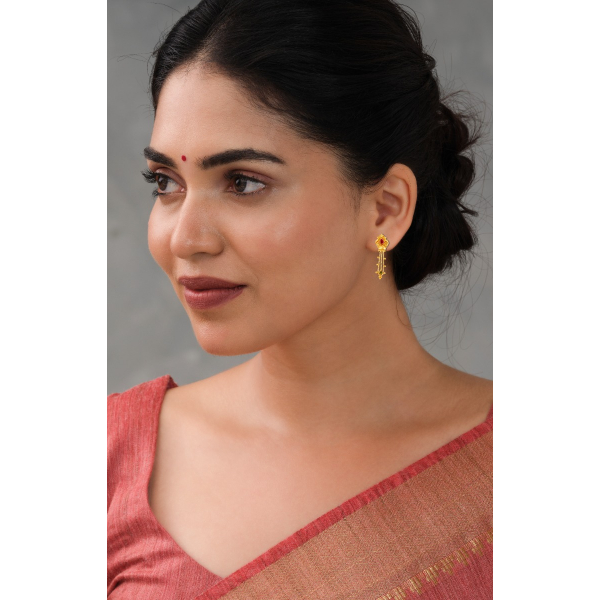 Festive Flow 22K Gold Twin Hanging Earring