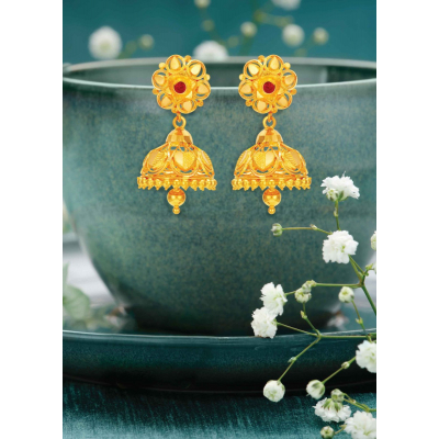 Detachable Love 22K Gold Shaped Jhumka Earring