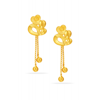 Creamy Heart Chain Drop Earrings