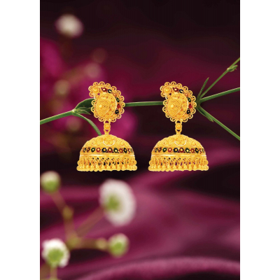 Kolkata Charm 22K Gold Patterned Earring