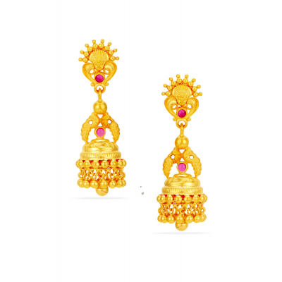 Hollow Parrot Model Jhumka with Tower Attachment