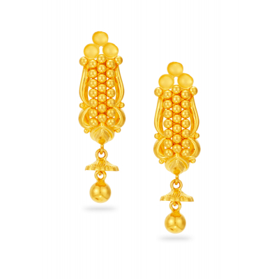Clustered Ball Gold Drop Earrings