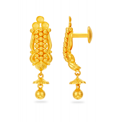 Clustered Ball Gold Drop Earrings