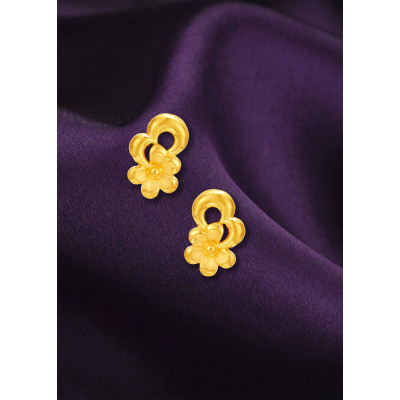 Delicate Petal Gold Studs