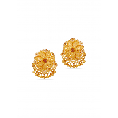 Blossom Touch Red Stone Stud Earrings