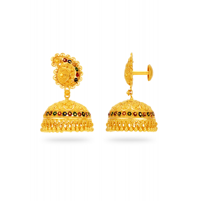 Kolkata Charm Patterned Jhumkis