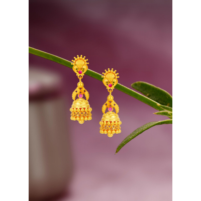 Hollow Parrot Model Jhumka with Tower Attachment