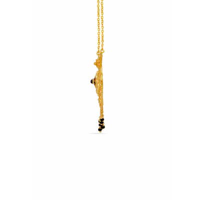 Vibrant Enamel Pattern Black Bead Pendant