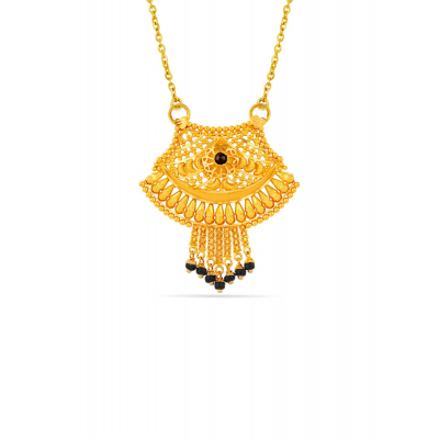 Floral Elegance Black Bead Pendant with Double Hooks