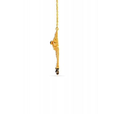 Floral Elegance Black Bead Pendant with Double Hooks