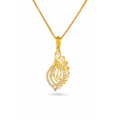 Floral Matte Finish Pendant with Zircon Stones
