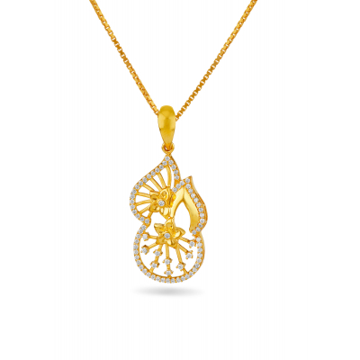 Floral Matte Finish Pendant with Zircon Accents