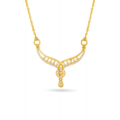 Bombay-Style U-Shaped Pendant with Zircon Stones