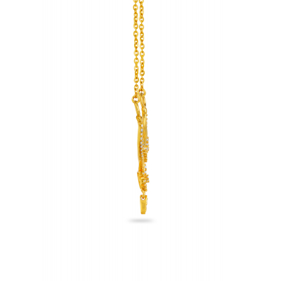 Bombay-Style U-Shaped Pendant with Zircon Stones