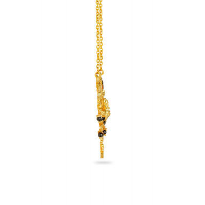Lakshmi Black Bead Pendant with Enamel & Double Hook