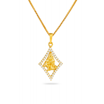 Hanuman Casting Pendant with Zircon Stones