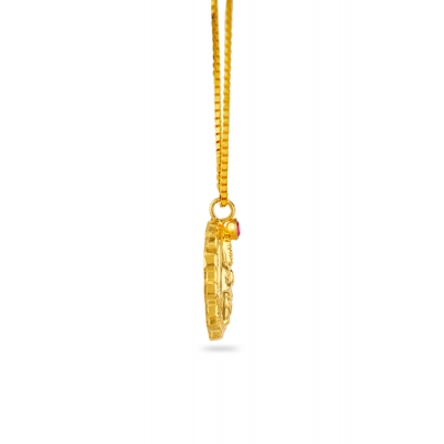Embossed Hanuman Pendant with Red Stone