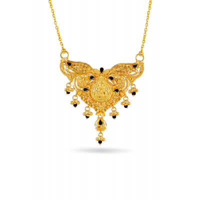 Lakshmi Black Bead Pendant with Embossing