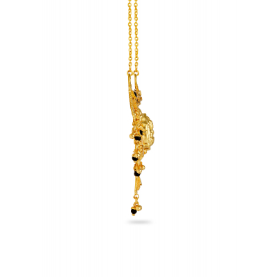 Lakshmi Black Bead Pendant with Embossing