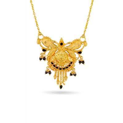 Lakshmi Black Bead Pendant with Hanging Detail