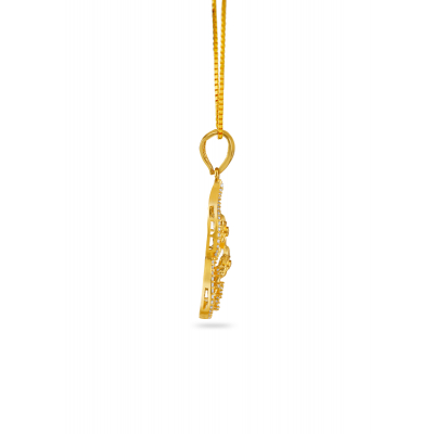 Dual Floral Design Pendant with Stones