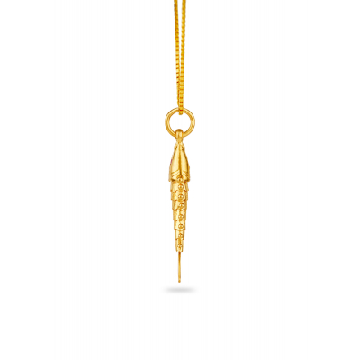 Semi-Handmade Fish-Inspired Pendant with Red Stone
