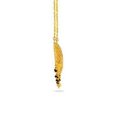 Filigree Black Bead Hanging Pendant with Dual Hook