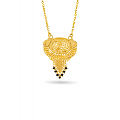 Traditional Floral Black Bead Pendant