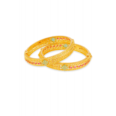 Fancy Half-Round Bangle with Screw Detail