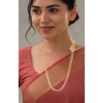 Lakshmi Pearl Gold Bead Chain Necklace