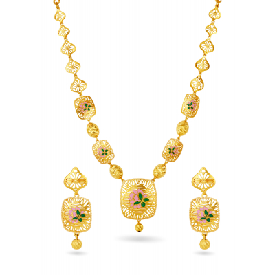 Elegant Enamel Stamped Necklace