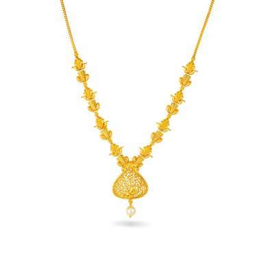 Fusion of Elegance Intricate Necklace Set with Pearl Drop