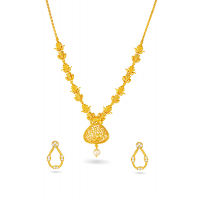 Linked Pear-Shaped Dangling Necklace