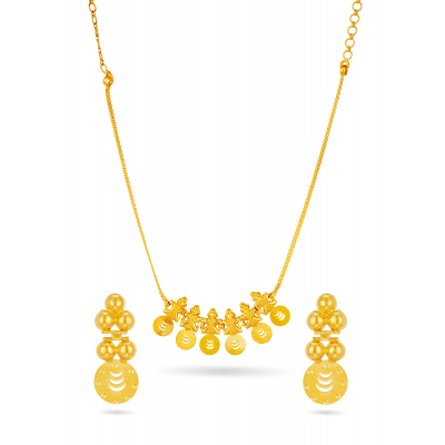 Crescent Cut Stamped Link Chain Necklace Set