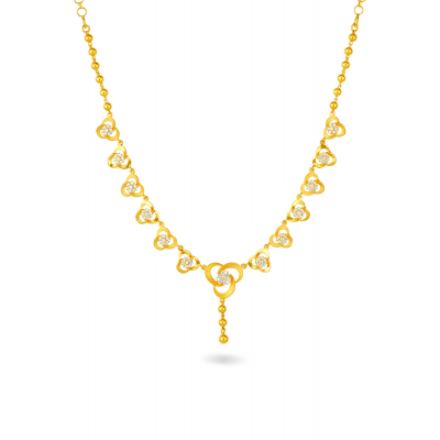 Seven-Stone Knot & Gold Ball Necklace