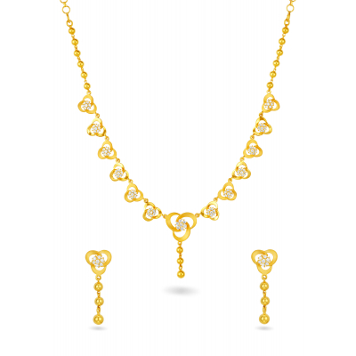 Seven-Stone Knot & Gold Ball Necklace