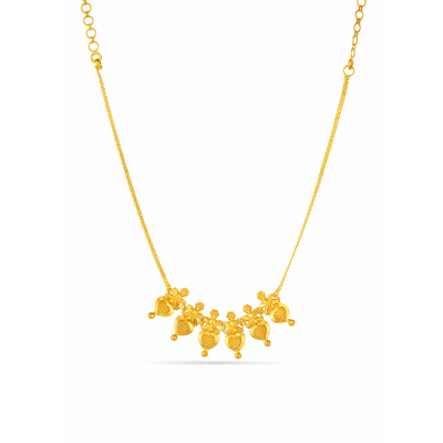 Heart-Shaped Stamped Pattern with Chain Link Necklace Set