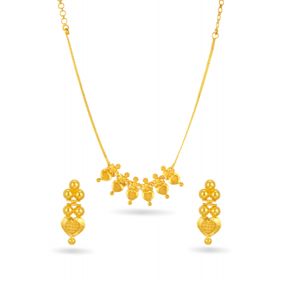 Heart-Shaped Stamped Pattern with Chain Link Necklace Set