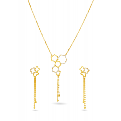 Celestial Overlapping Stars Pendant with Chain Set
