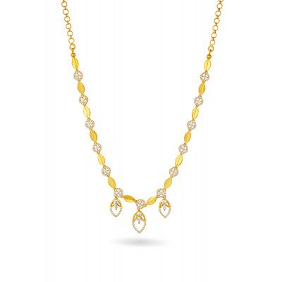 Leaf & Pear-Shaped Zircon Necklace