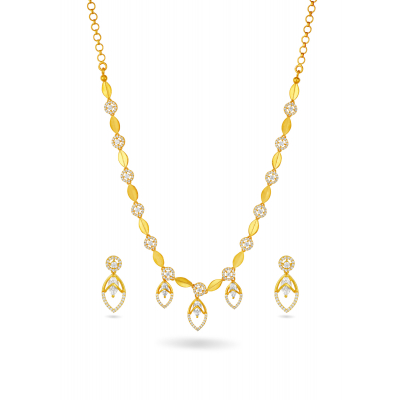 Leaf & Pear-Shaped Zircon Necklace