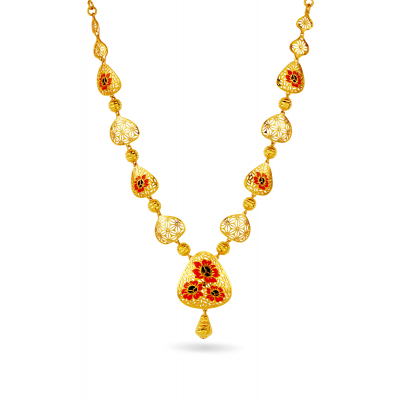 Elegant Enamel-Stamped Necklace Set