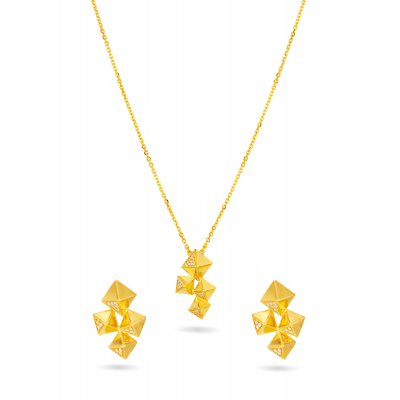 Geometric Pyramid Necklace Set