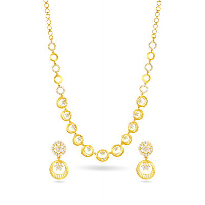 Seven-Stone Crescent Mesh Necklace