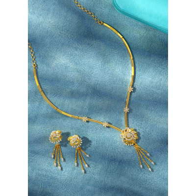 Floral Design with Hanging Chain Necklace Set
