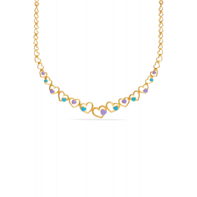 Heart Pattern Enamel Necklace Set