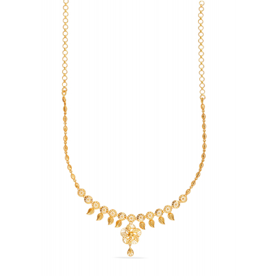 Leaf and Pear Motif Plain Casting Necklace