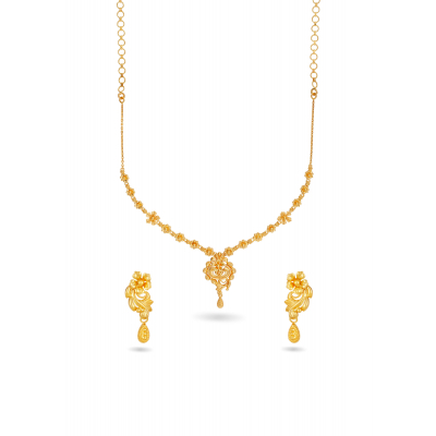 Floral Stamping Handmade Necklace Set